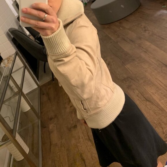 Genuine Leather Bomber Moto Jacket by Stradivarius Size XS 0 2 - Picture 3 of 11